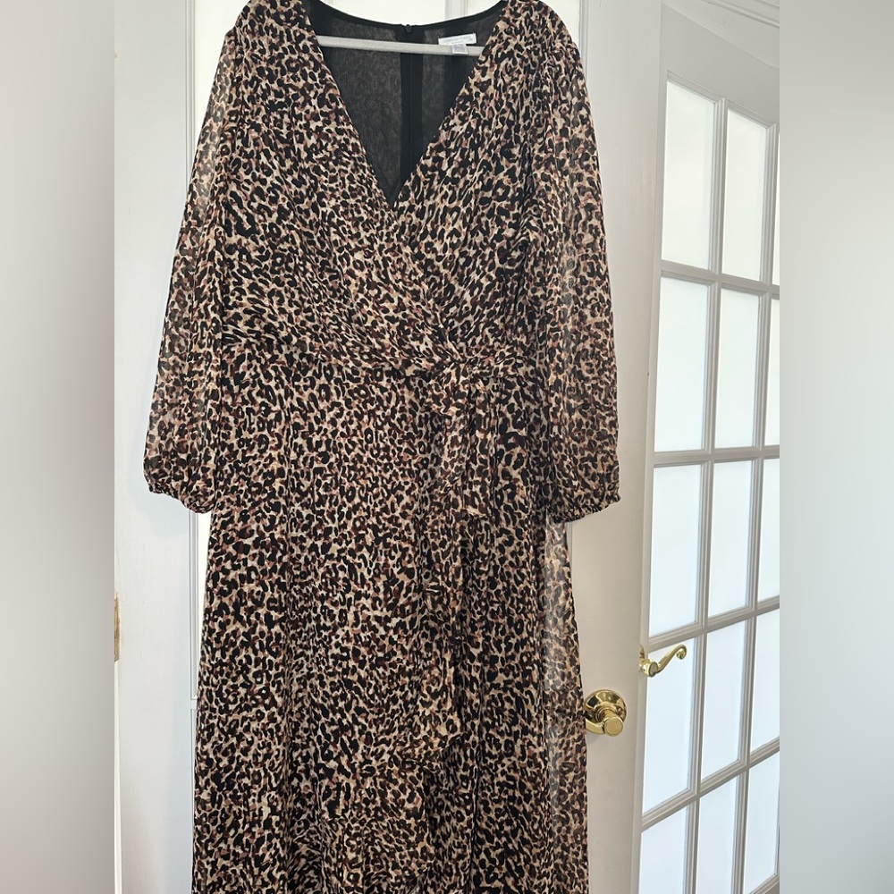 London Times Leopard Print Long Maxi Dress